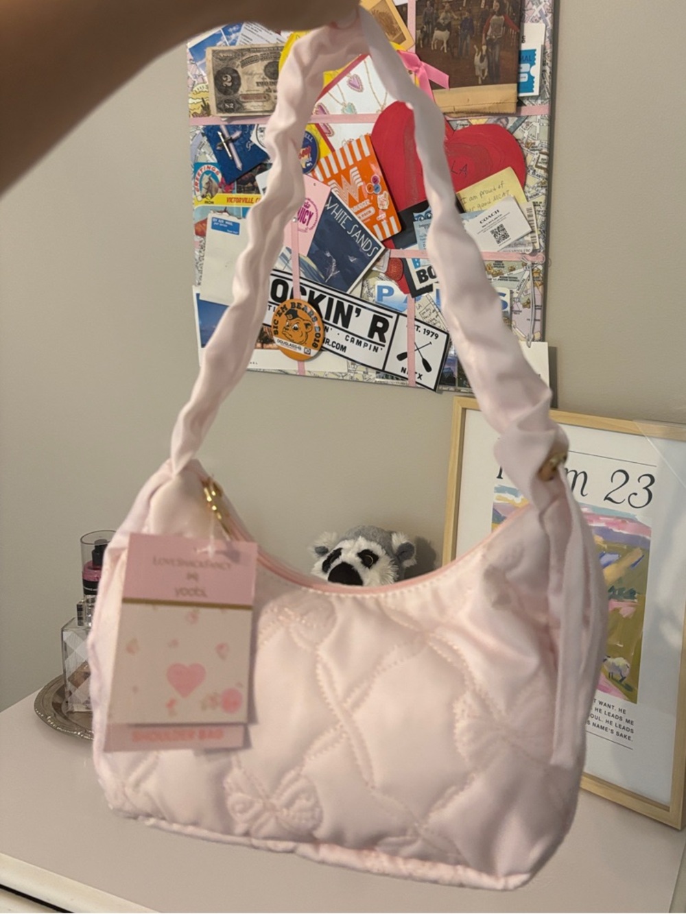 LoveshackFancy for Target Pink Quilted Shoulder Bag